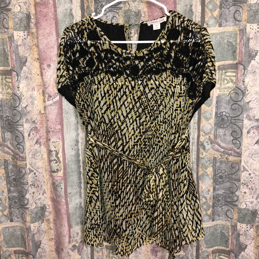 Coldwater Creek Blouse with self belt, Sz M(10-12)